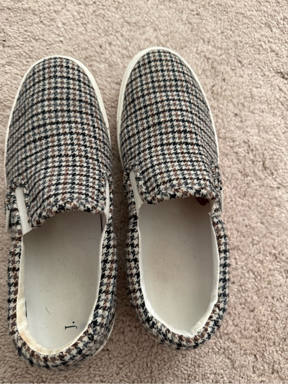 J. Crew Plaid Houndstooth Slip-On Sneakers in Black & Brown